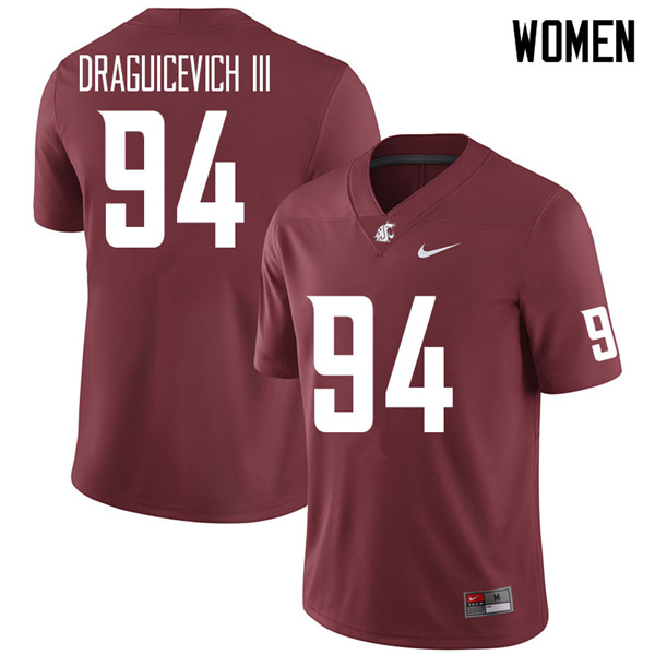 Women #94 Oscar Draguicevich III Washington State Cougars College Football Jerseys Sale-Crimson